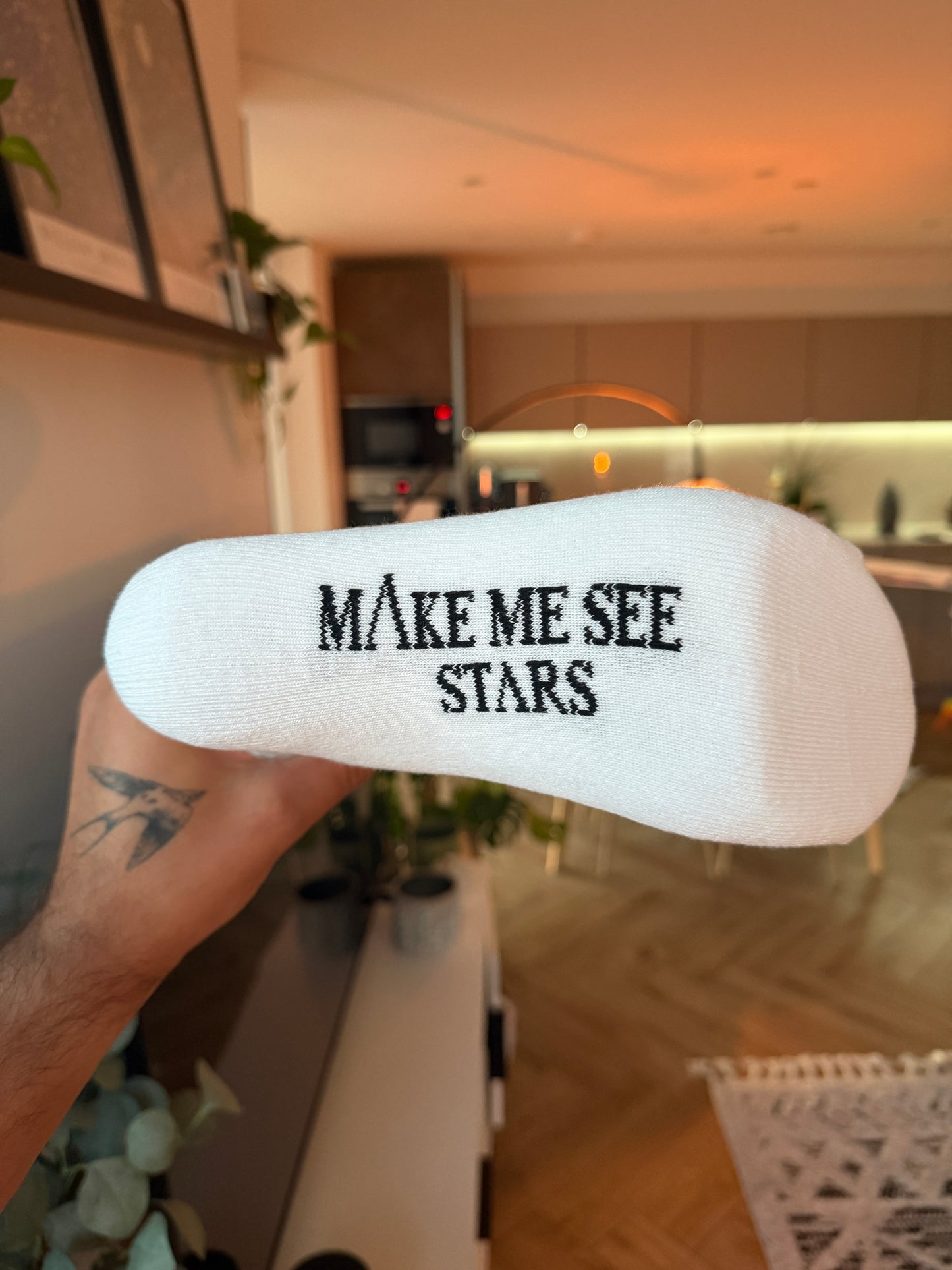 White MAKE ME Socks